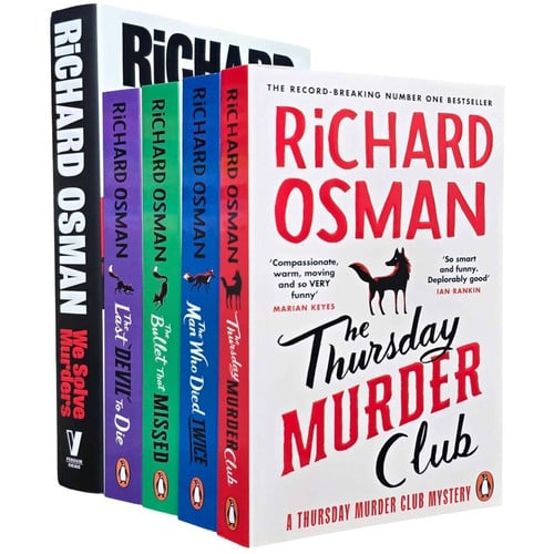 Richard Osman 5 Books Collection Set (the Thursday Murder Club, the Man Who Died Twice, the Bullet That Missed, the Last Devil to Die and We Solve Murders)