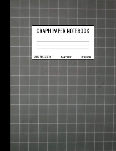 Graph Paper Notebook Quad Ruled 5 Squares Per Inch Notebook for Students, Math and Science Composition Notebook - Grey Black Graph Paper Cover