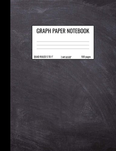 Graph Paper Notebook Quad Ruled 5 Squares Per Inch Notebook for Students, Math and Science Composition Notebook - Chalkboard Black Grey