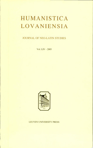 Humanistica Lovaniensia Journal of Neo-Latin Studies