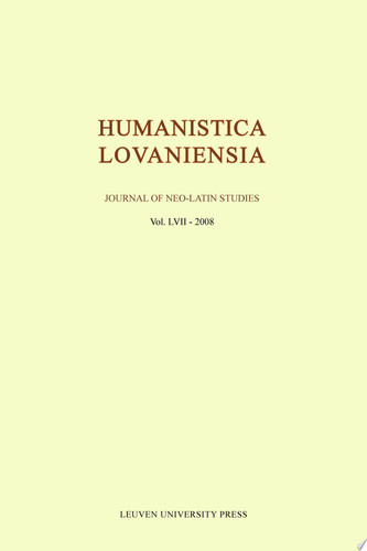 Humanistica Lovaniensia Journal of Neo-Latin Studies
