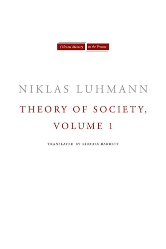 Theory of society Volume 1