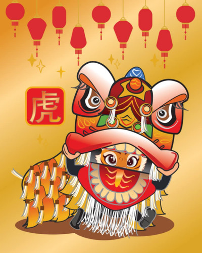 Chinese Tiger Dance Notebook: Happy Tiger Year, Lines Journal for Writing Notes, Memo, Work, Study